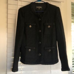 Chanel classic black tweed jacket